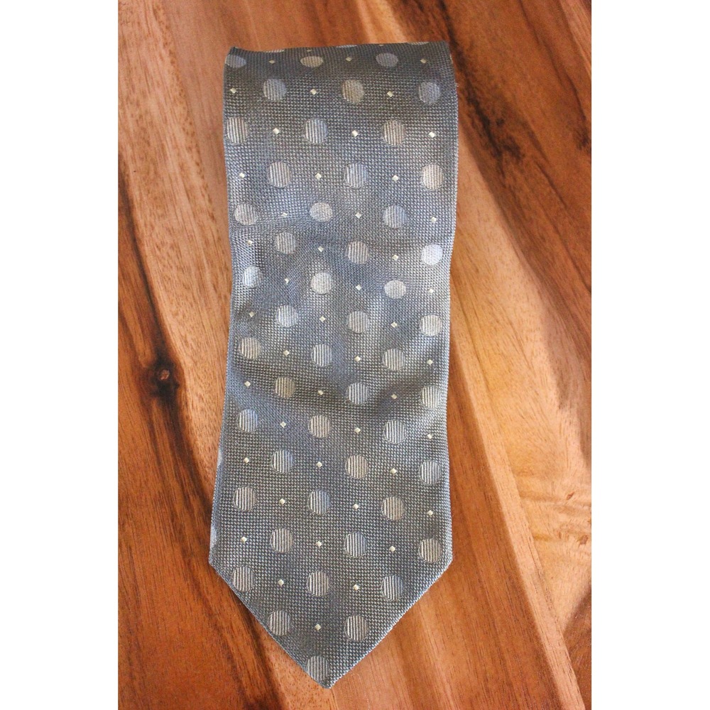 Pronto Uomo Silk Neck Tie Gray Circle Print Made‎ in Italy XL 60"